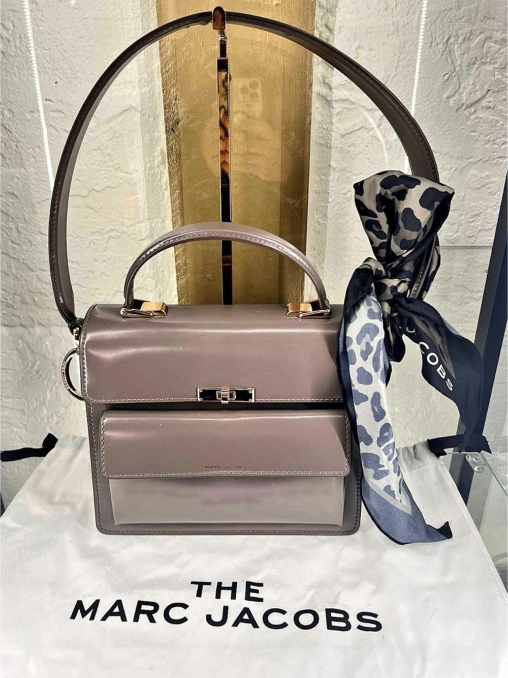 Marc Jacobs The Uptown Leather Top Handle Shoulder Bag Brown
